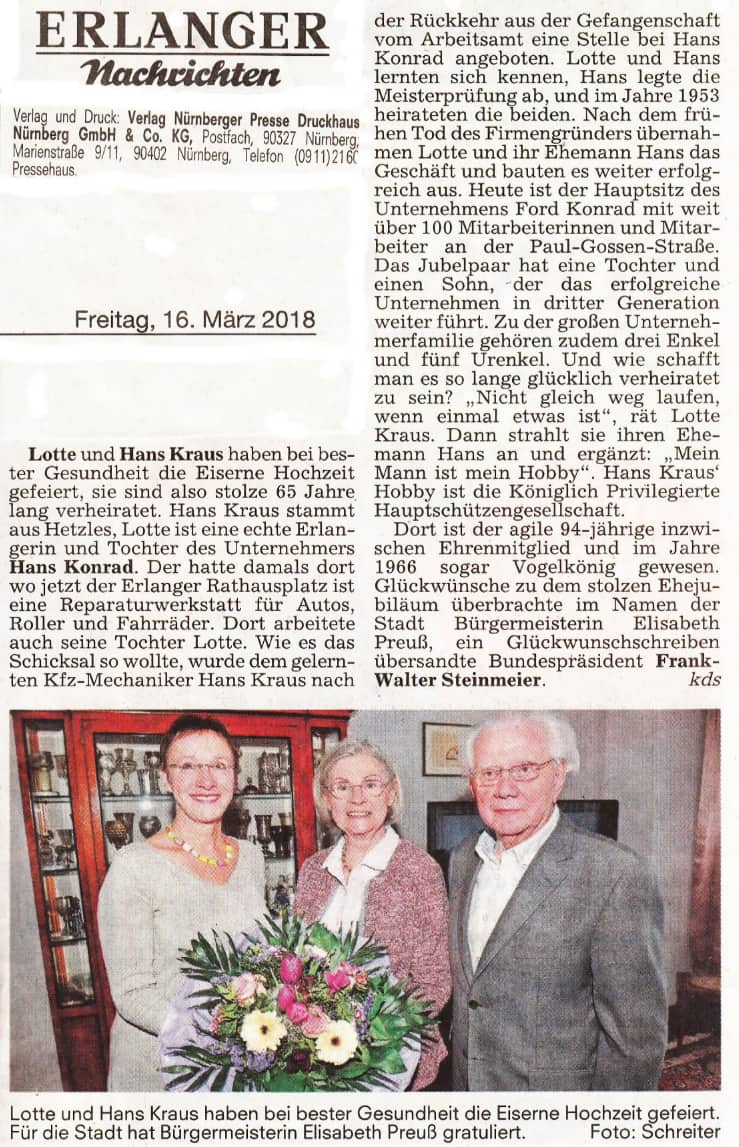 KPHSG Lotte und Hans Kraus - Eiserne Hochzeit